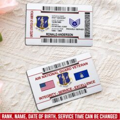 Air National Guard, Proud To Have Served - Printed Metal Card