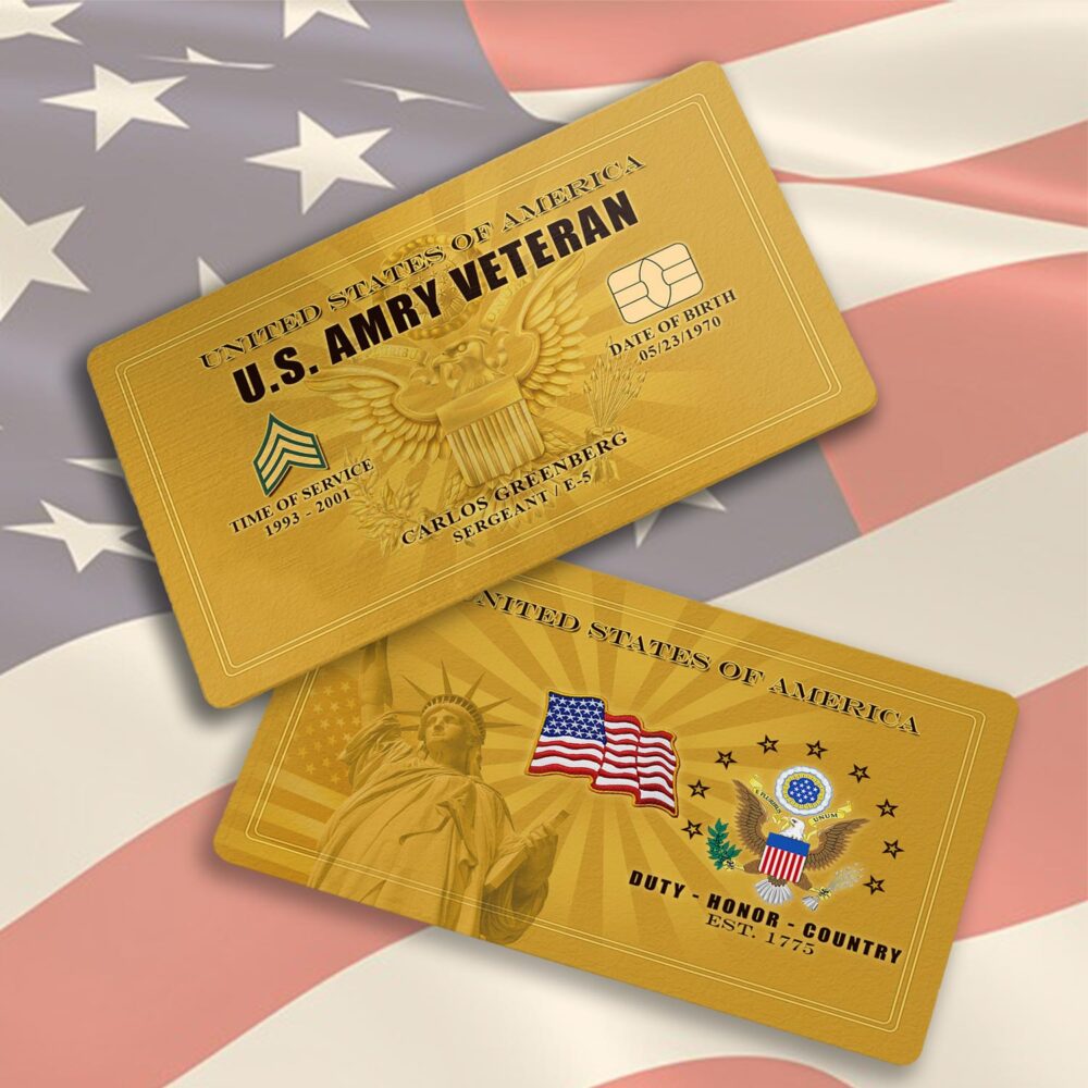 US Army, E 4 Army Specialist - Printed Metal Card - Image 3