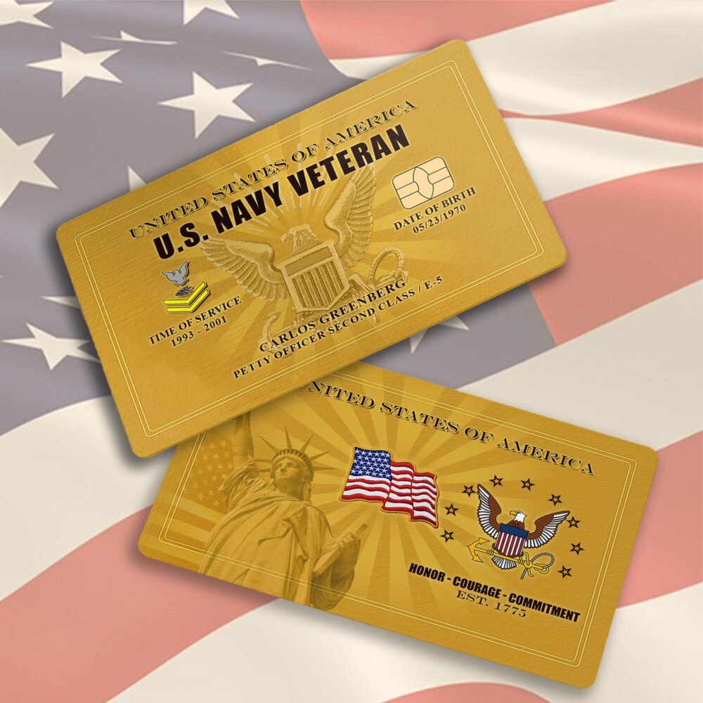 US Navy, Honor - Courage - Commitment - Printed Metal Card - Image 3