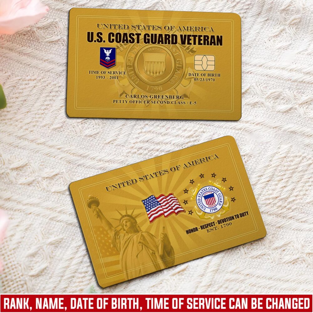 US Coast Guard, Proud To Have Served - Printed Metal Card