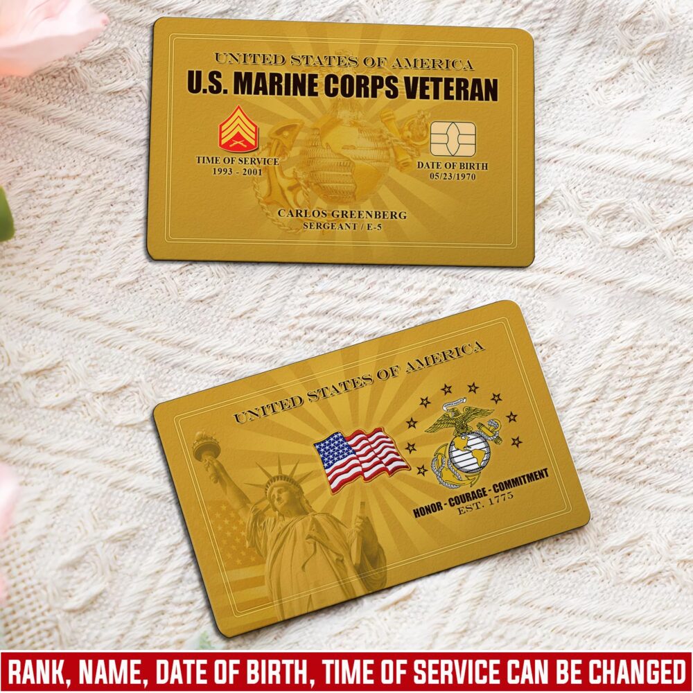 US Marine Corps, Honoring All Who Served - Printed Metal Card