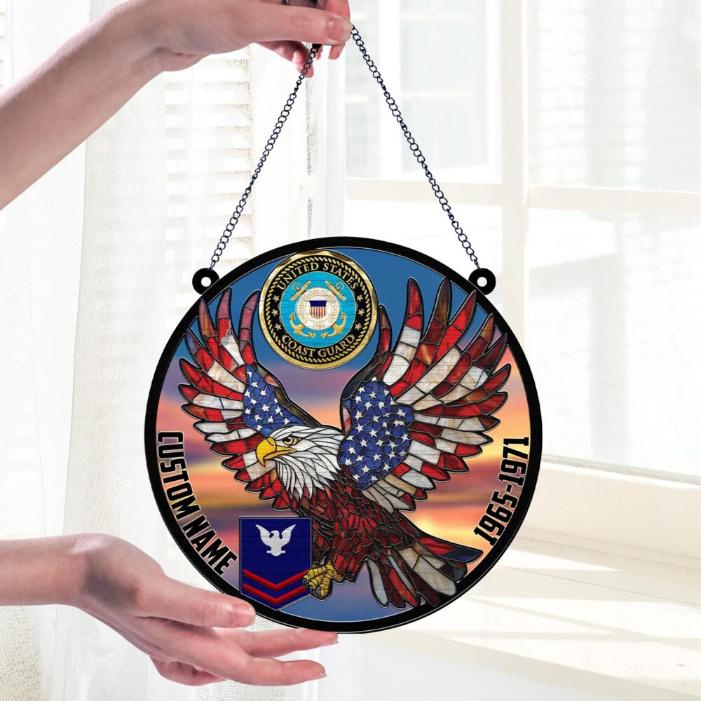 US Coast Guard, Honoring All Who Served - Suncatcher 8in - Image 2